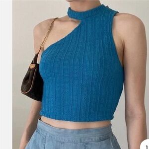 Blue Sleeveless Women's Top